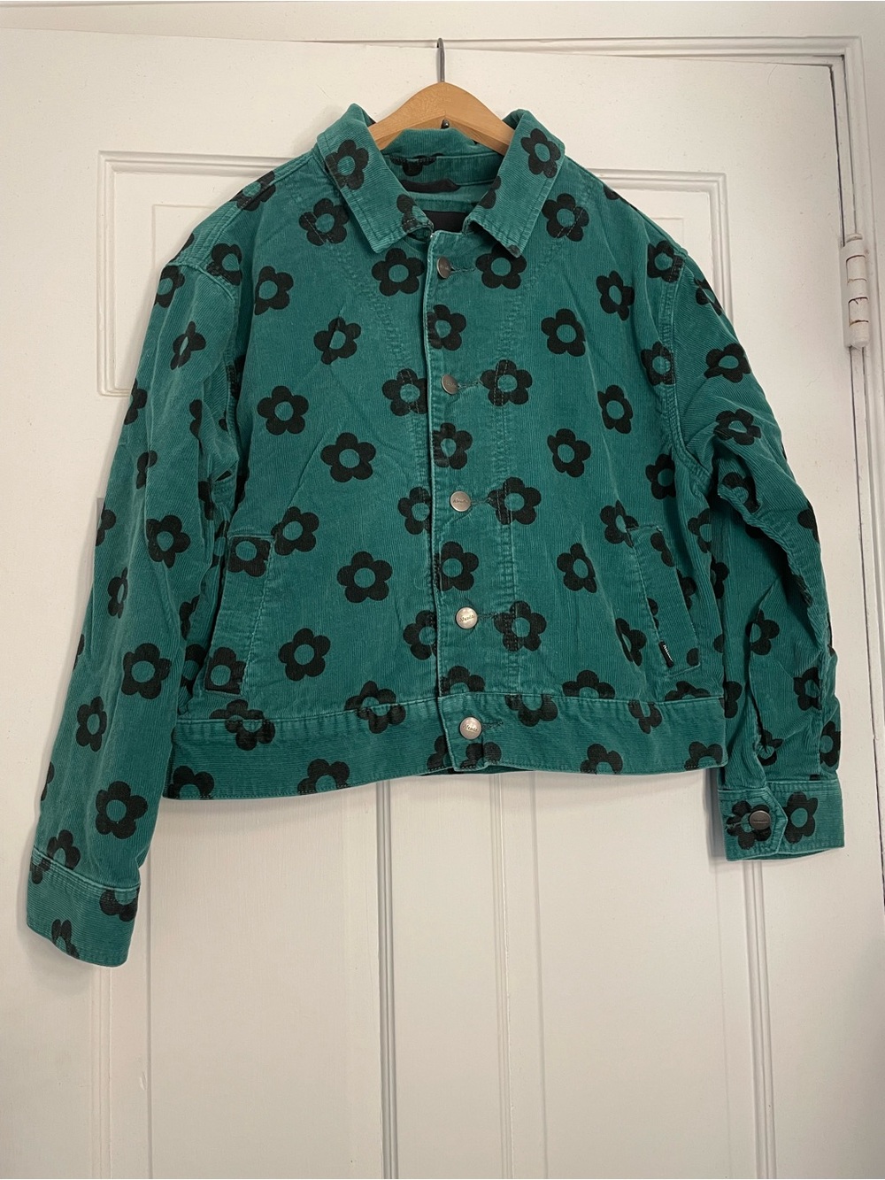 Afends Green Floral Print Corduroy Jacket